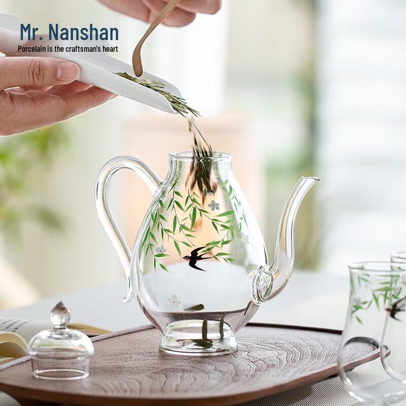 Nanshan Mr. Chinese Style Decal Glass Teapot