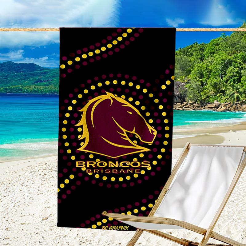 Asciugamano da Spiaggia in Microfibra Brisbane Broncos, Leggero e Asciugatura Rapida, per Viaggi Estivi, Essenziale per la Spiaggia, Piscina all'Aperto