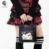 Lipstick Square Pain Bag, Rivets, Portable Transparent Display Bag, Two-Dimensional Bar Messenger Bag.