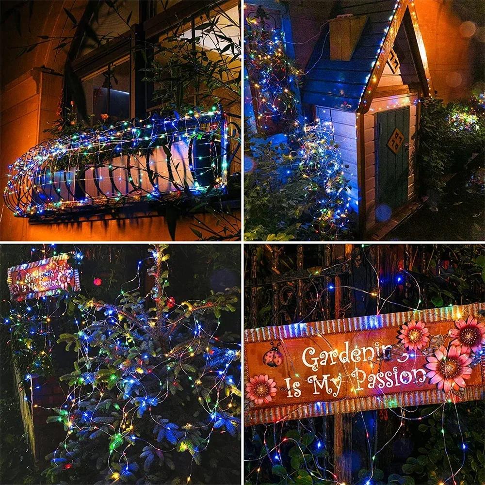 LED Solar Fairy Lights 7/12/22/32M Outdoor Festoon Waterproof Garland String Light For Yard Path Christmas Tree Party Decoration