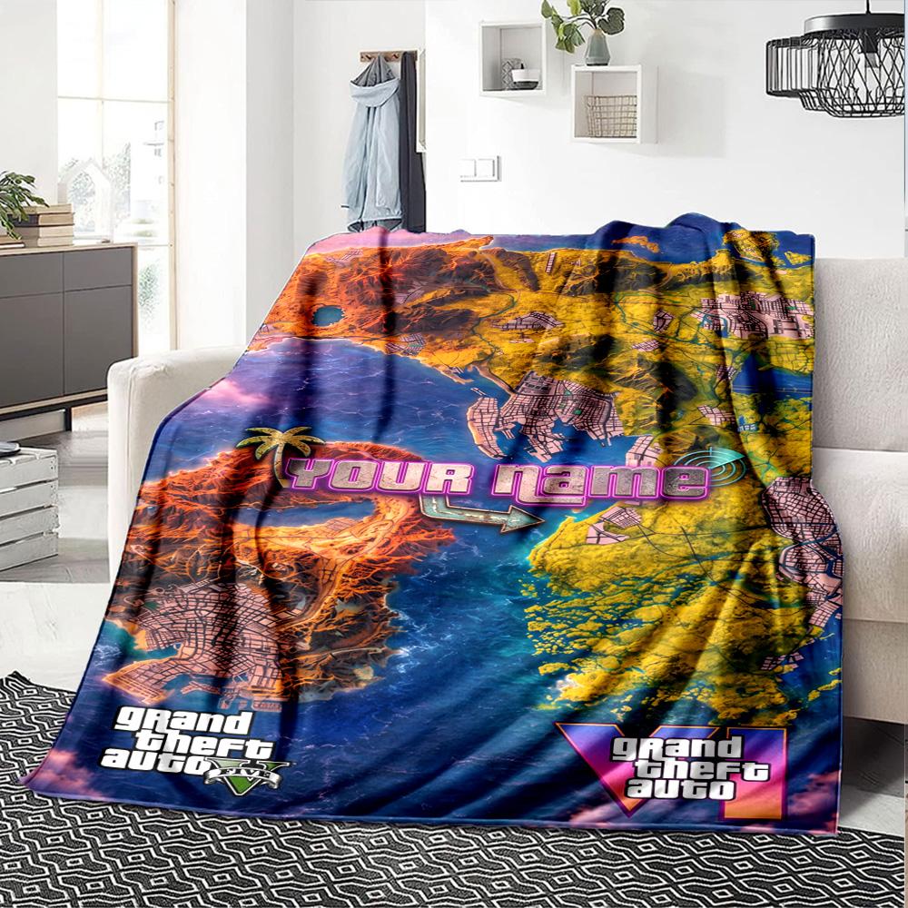 Gta Customize Your Name Blanket Cozy Customizable Blanket Comfortable Suitable for Chair Office Seaside Bed Ideal for All Seasons