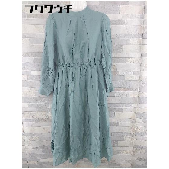 earth musicecology back ribbon long sleeve below knee length dress size S-M green women s [Used]