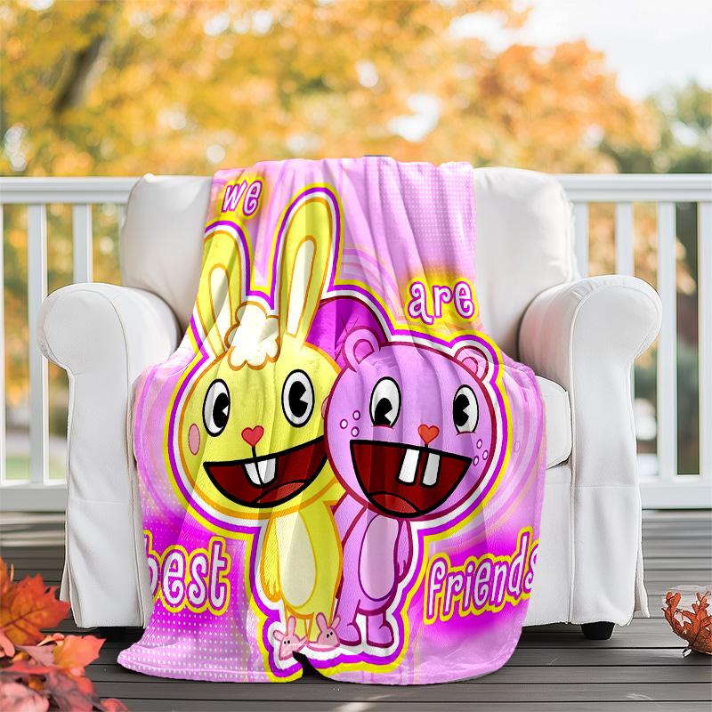 Happy Tree Friends4 printed throw blanket—lightweight,soft,warm;versatile blanket for all seasons—perfect as &air-conditioning throw,nap blanket