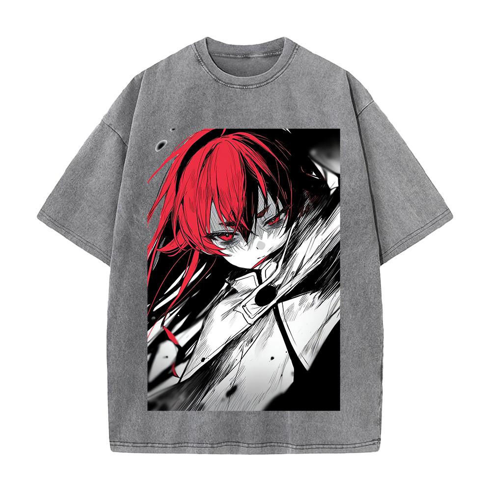 Mushoku Tensei Eris Cool Printed Tee Men Women Washed T-shirts Oversized Cotton T Shirt Short Sleeve Clothing Harajuku Tshirt