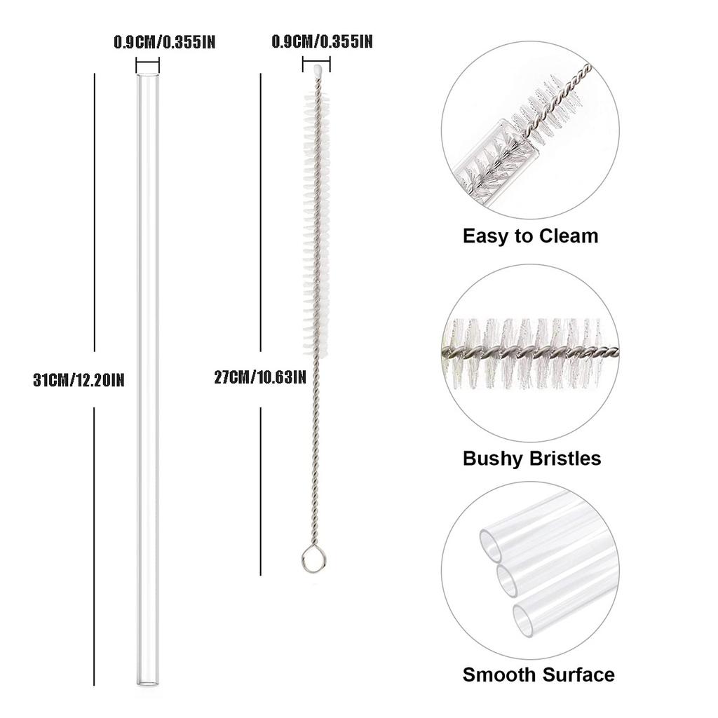 31cm 8pcs PE Reusable Straw with Cleaning Brush, Plastic, Clear,Replacement Straw Compatible for Stanley 40 Oz 30 Oz Cup Tumbler