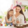 6pcs DIY Wooden Easter Egg Decoration Craft Happy Easter Hanging Pendant Ornament for Home Easter Party Kid Gifts