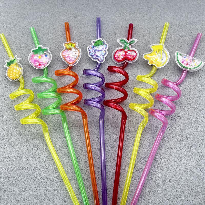 8/16-Pack Fruit-Shaped Straws: Reusable, Food-Grade Plastic Spiral Drinking Straws, Perfect For Birthday Party Decorations