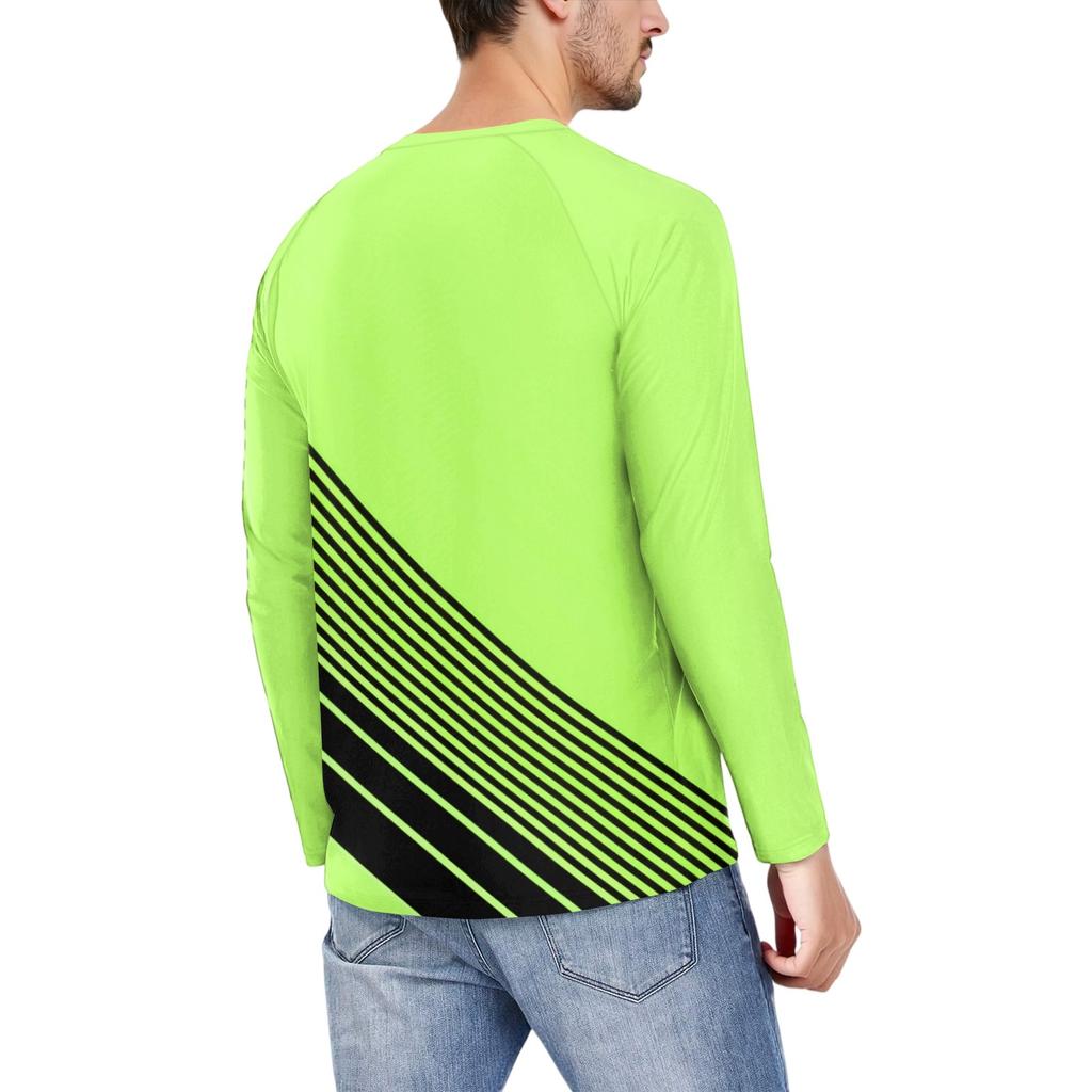 Men's Fashion Printed Raglan Long Sleeve Sports Top