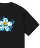 GRAVER [Unisex] Big Drawing Letter Flower Short Sleeve T-Shirt_Black/Blue Logo