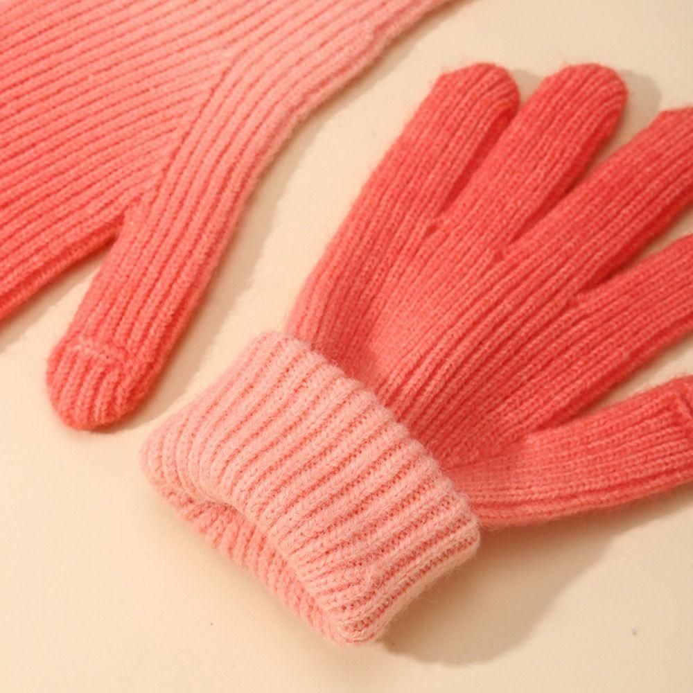 Gradient Color Touch Screen Mitten Cold-Proof Thicken Warm Gloves Winter Knitted Gloves Driving