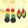 Personalisierte Schwarze Historische Holzohrringe, Mehrschichtige und Mehrfarbige Ohrringe, Rote, Gelbe und Grüne Exaggerierte Ohrringe