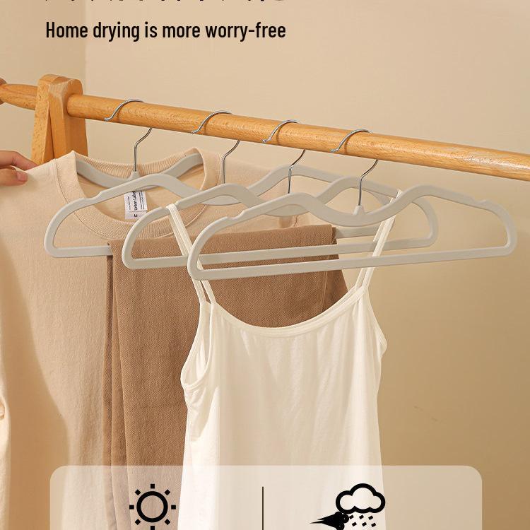 Short-neck Non-slip Clothes Hanger: Skin-feel Film, No Marks, Prevents Shoulder Bumps, Ideal for Home Storage and Organization.