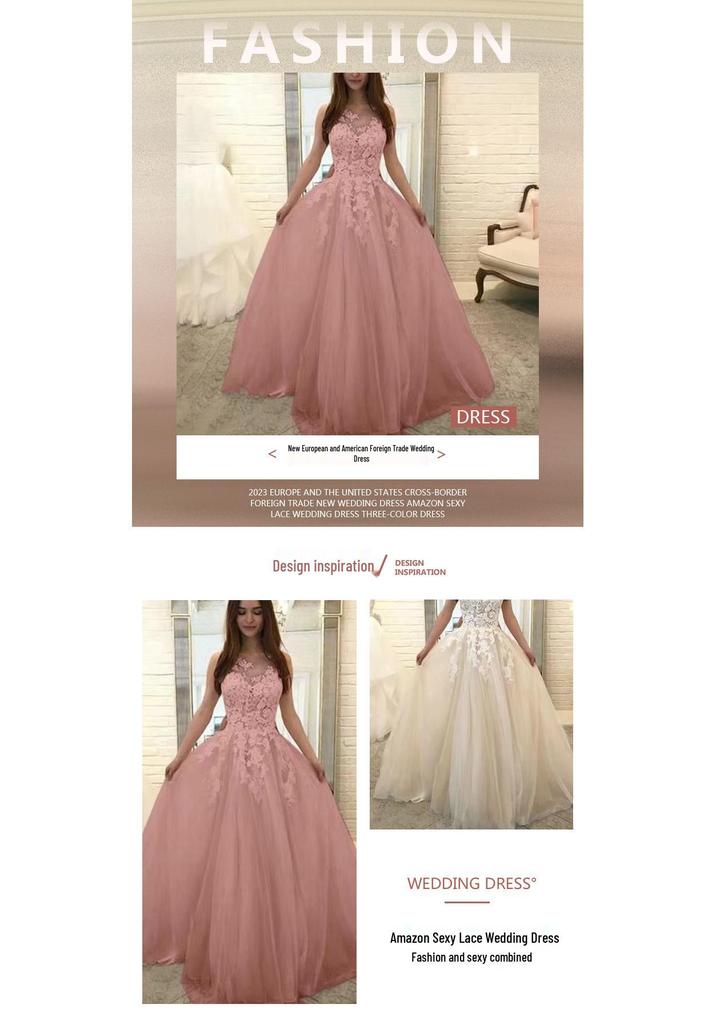 2025 Stylish Lace Wedding and Evening Gowns: New European & American Trends in Three Colors