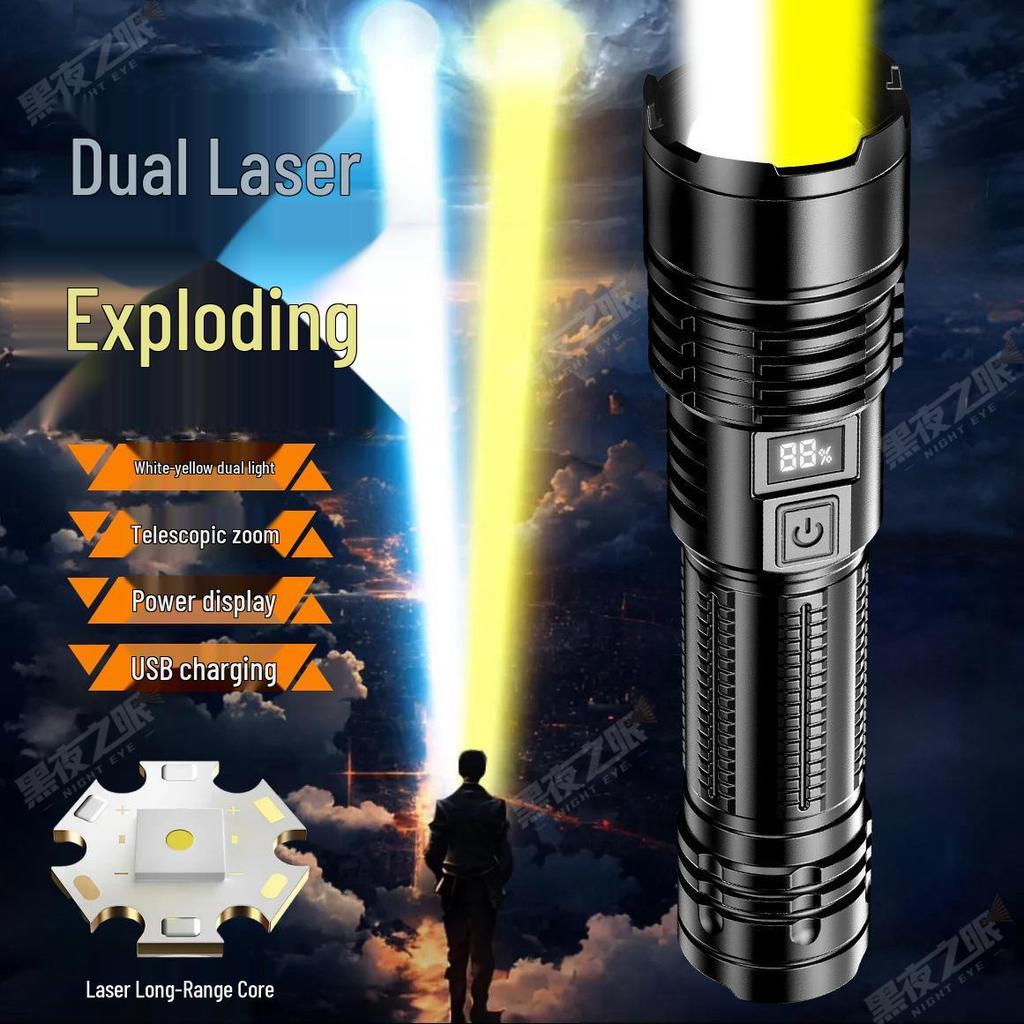 Huawei P50 Laser Flashlight: Bright, Powerful, Rechargeable with Digital Display and Telescopic Zoom.