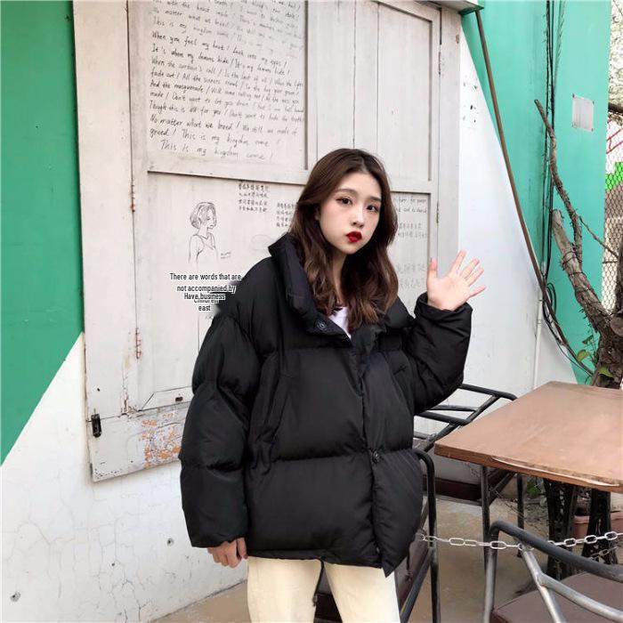 Women's Winter Short Cotton Coat - Korean Style, Thickened, Loose Fit, Harajuku BF, White