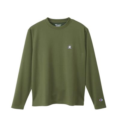 Long Long Round Quick UV Script Long Sleeve [Champion] T-shirt, Sleeve, Neck, Drying, Protection, Logo, T-Shirt, Men's Sports, C3-YS405, Olive, Men's