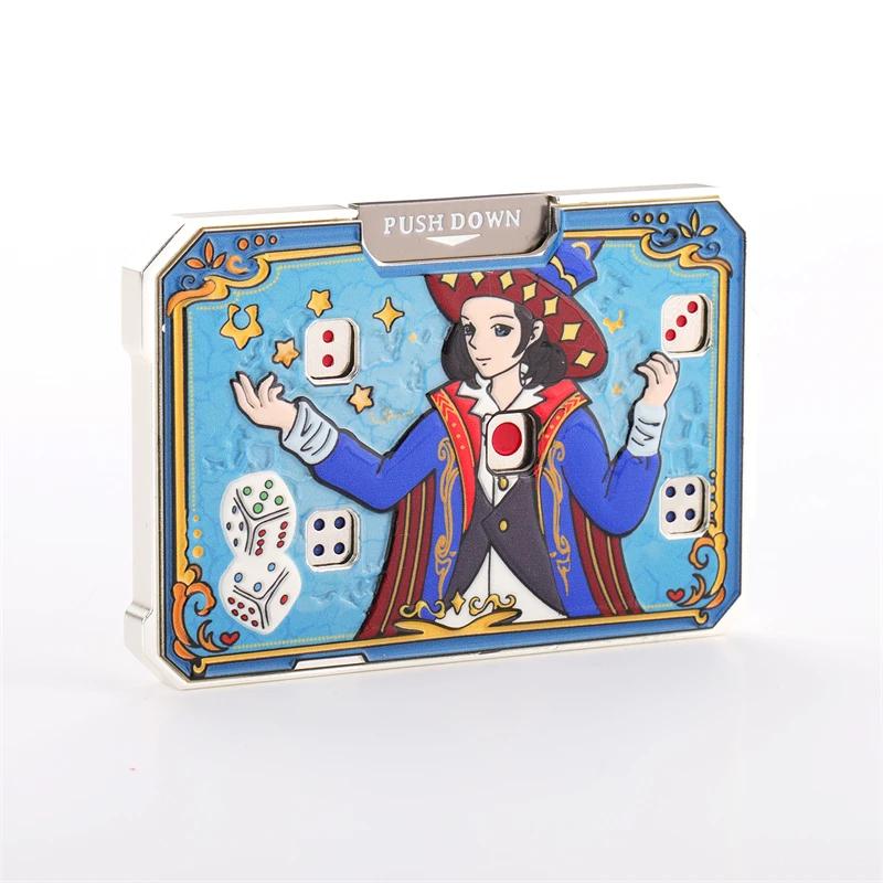 Metal Card 2/5-hole Dice Game EDC Toy Hand Pressure Release Toy Boy Stress Relief Birthday Gift Portable Dice Party Game Prop