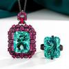 Jewelry Set Redeen Chepala Green Square Diamond Black Gold Set Main Stone 15 * 20