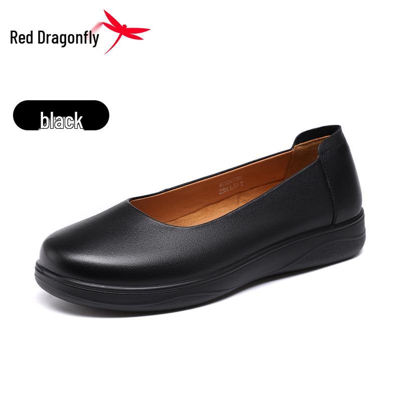 Red Dragonfly Women's Summer Slip-On Leather Flats - Casual & Stylish for Mothers