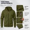Men's Casual Long Sleeve Hooded Zip-Up Sweatshirt with Multiple Pockets and