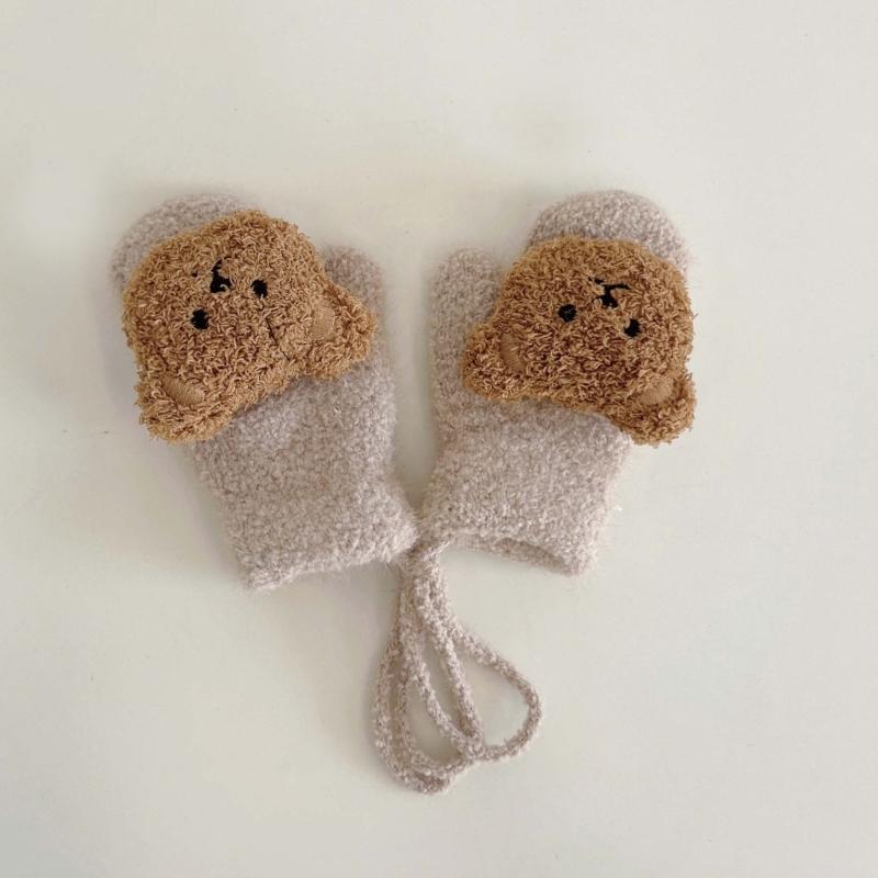 Futrzane Rękawiczki Rękawice Zimowe dla Malucha Dziewczęce Chłopięce Pogrubione Przytulne Ocieplacze na Ręce Wiatroodporne Rękawice Unisex Rękawice z Polaru Koralowego