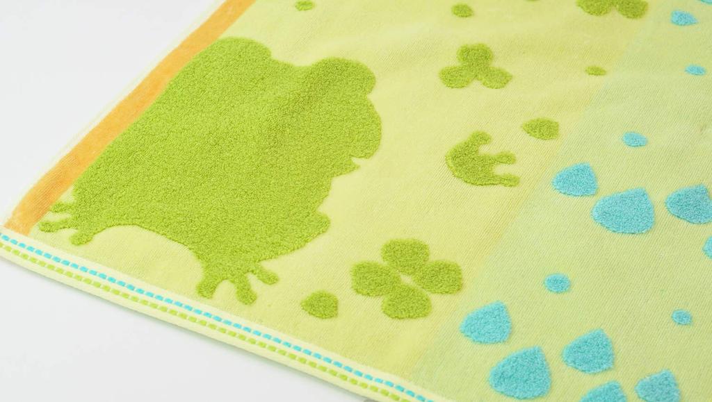 Uchino Bath Green 60 x 120 Mochi 9018B704 G Towel, Frog, Approx. cm, Puni,