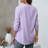 Ladies' Fashionable And Casual Semi Open V-neck Seven Quarter Sleeve Striped Versatile Design Top