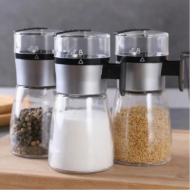 1pc Glass Salt Seasoning Bottle Leak Proof Seasoning Sealed Storage Bottle Rotating Lock Dust Proof Bottle Kitchen Accessories