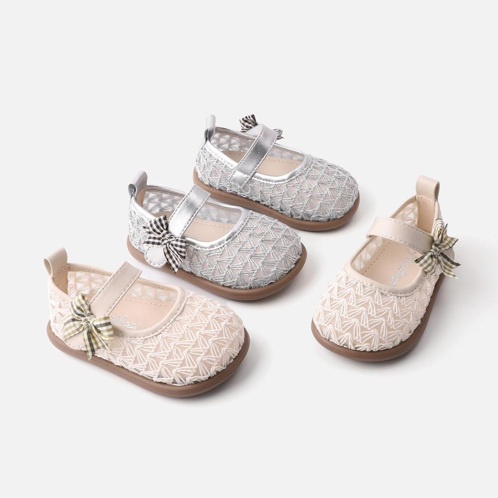 Frühlings-Weichsohlen-Schuhe aus gewebtem Leder für Kleinkinder Mädchen - Atmungsaktives Hohlmuster, Prinzessinnen-Stil