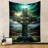 Celtic Cross with Scenic Landscape Design Patterned tapestry for bedroom and living room home decor