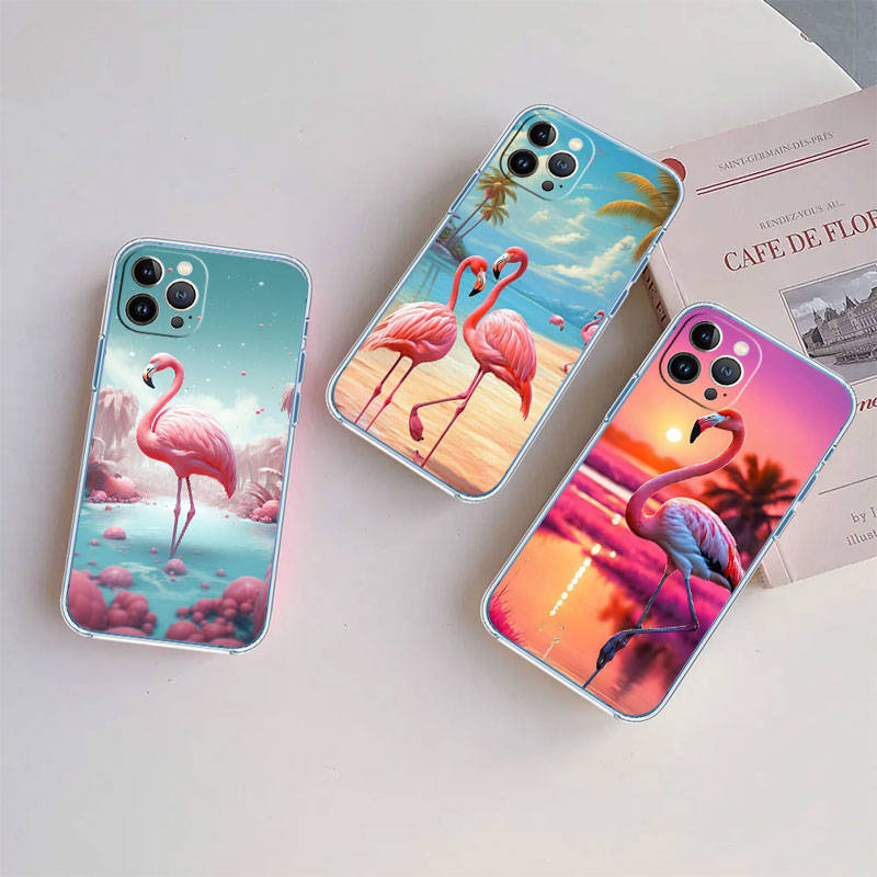 JO24 Flamingos Pink Bird Phone Case for Motorola E22S E7 G6 G7 G8 G9 Plus Power Play G10 G20 G04 E30 E40 E22 E20 E13 G22 G23 G Stylus Play