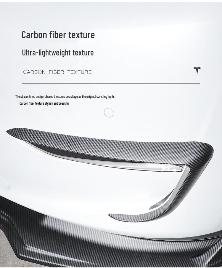 Tesla Model 3/Y Kohlefaser Windabweiser-Abdeckung & Nebelscheinwerfer-Spoiler Set