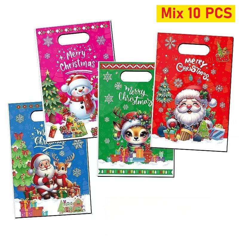 

10/25/50Pcs Christmas Present Bags Christmas Party Decoration Xmas Santa Claus Snowman Cute Hand Bags Latest Year Present