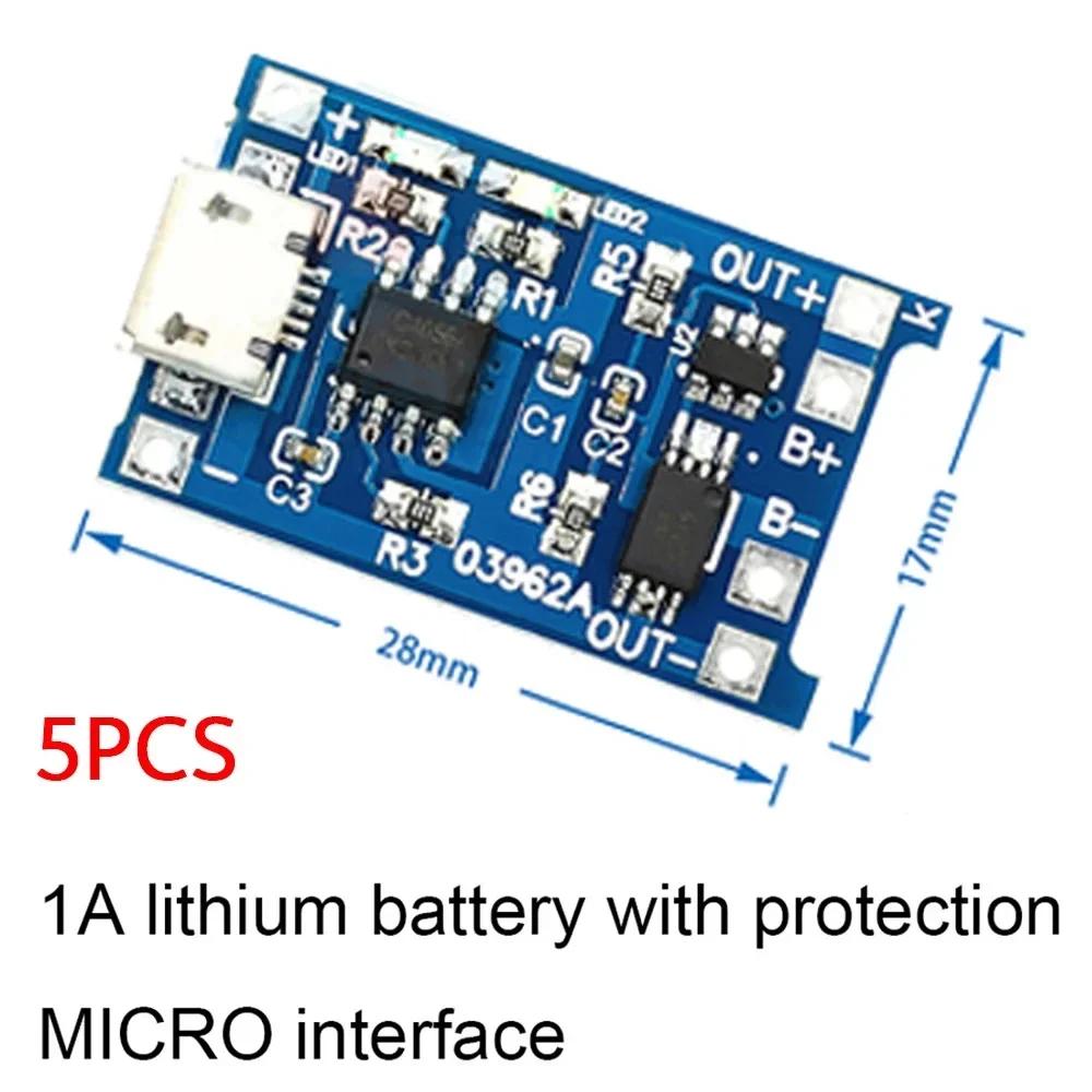 5pcs TP4056 Charging Module 1A 5V 18650 Lithium Battery Board Micro/Type-c/Mini USB Interface Charger Module Protection 2-in-1