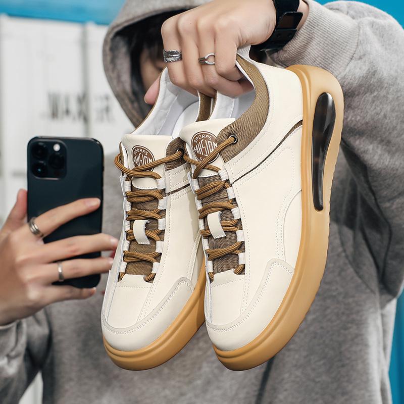 Designer Shoes for Men Genuine Leather Casual Shoes Fashion Flat Skateboard Shoes Youth Fashion Lace-up Sneakers