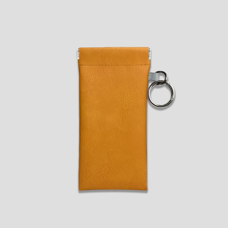 Automatic Closure PU Leather Sunglasses and Eyeglass Pouch - Anti-Pressure Spring Clip Case