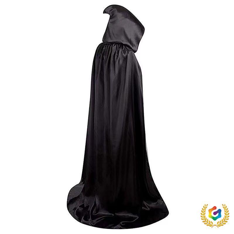 Halloween Black Reaper Cloak for Adults - Ghost Festival Costume for Haunted House NPC or Magician.
