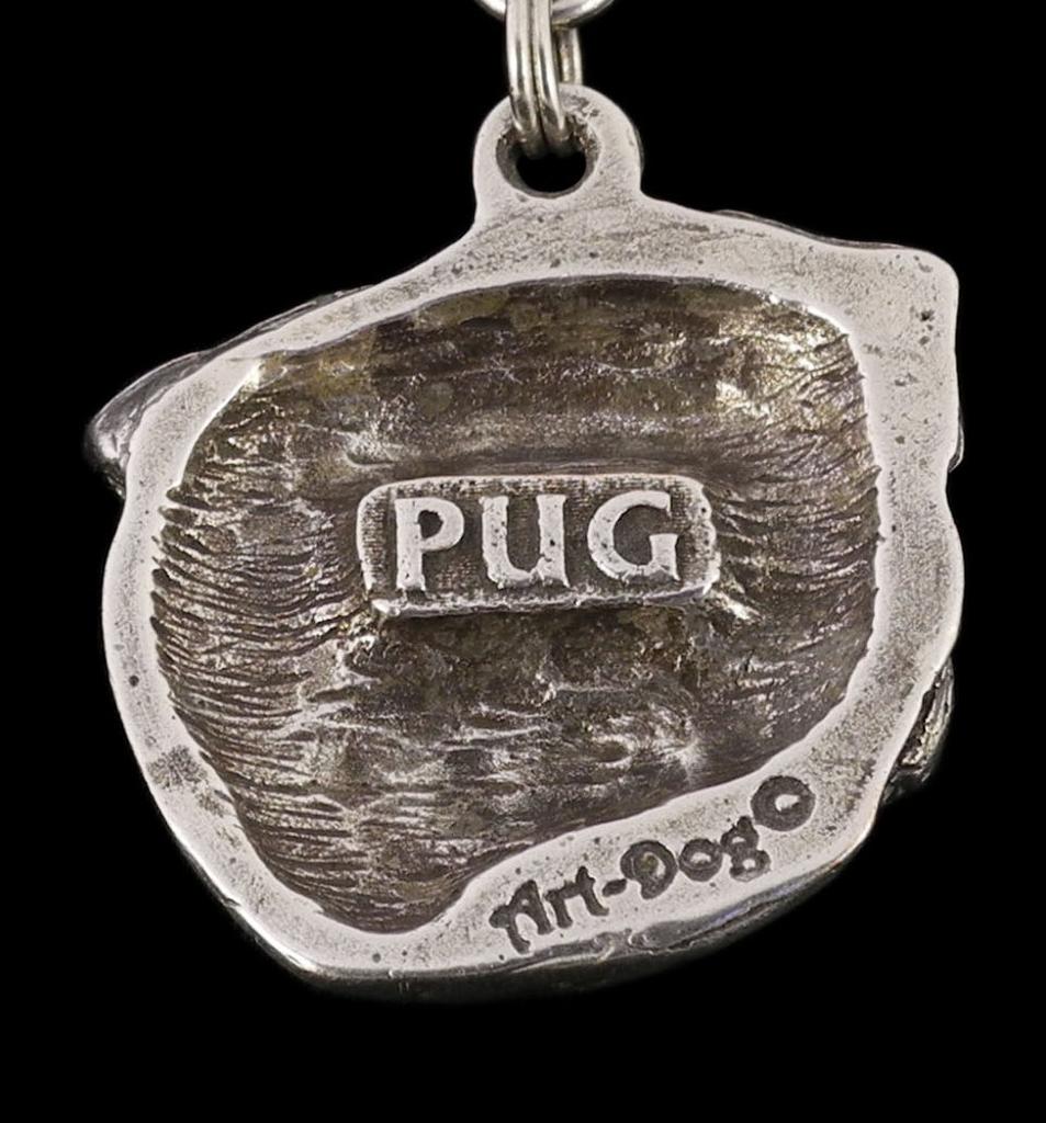 Mops II - Halskette mit Hund, versilberter Anhänger für Hundefan, einzigartiger Schmuck der Marke Art-Dog