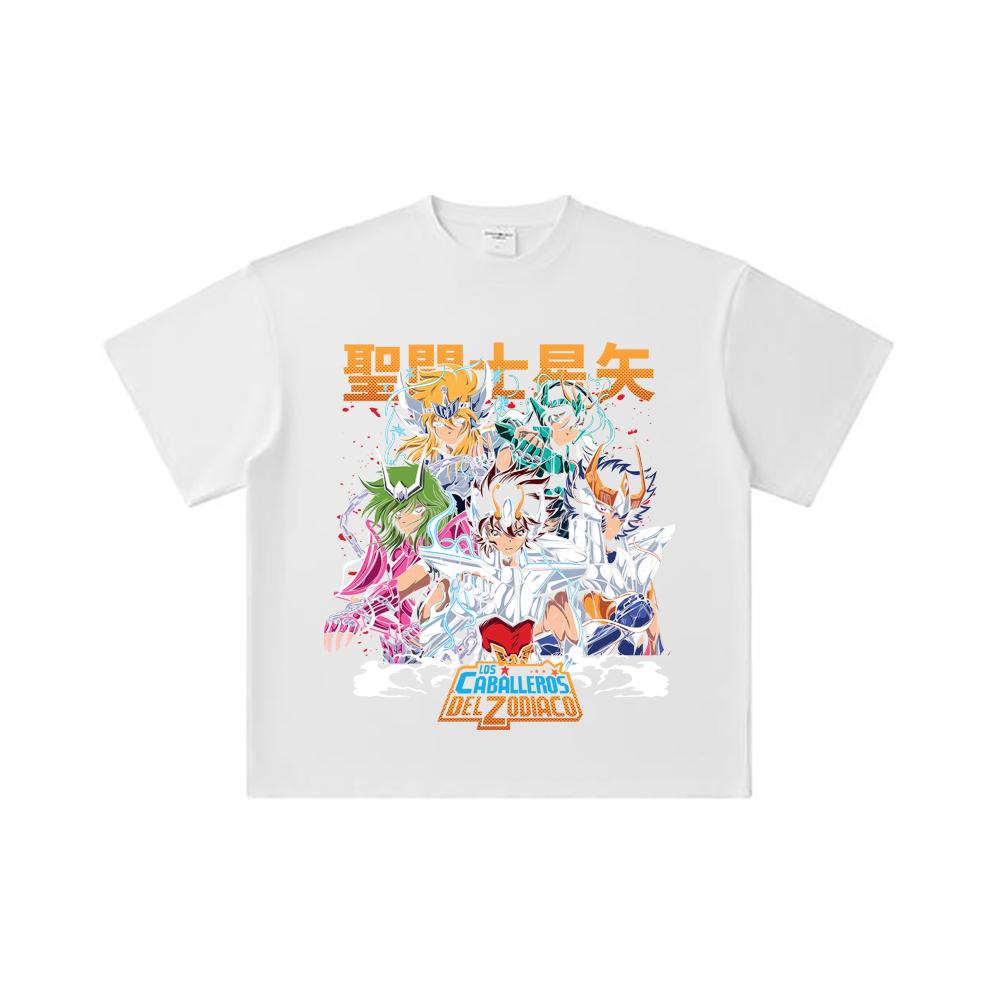 260 GSM Double Yarn 32 Count 100% Cotton Saint Seiya V1 Print Unisex Heavy Cotton T Shirt