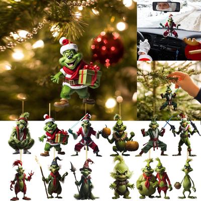 Cartoon Acrylic Green Pendant Holiday Tree Pendant Car Accessory Pendant Indoor And Outdoor Decoration