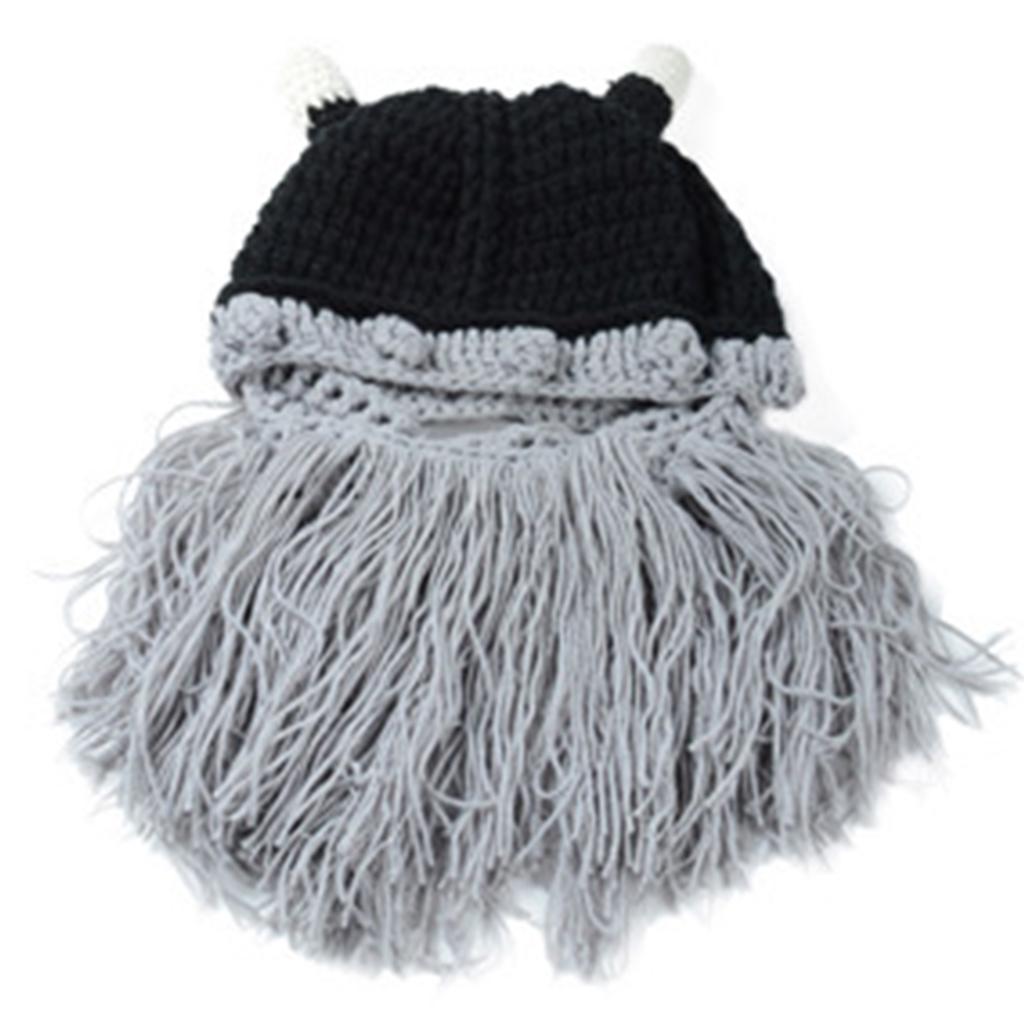 2 PCS Funny Knit Beard Mustache Beanie Hat Winter Fall for Parent-Child Cosplay
