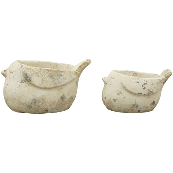 Bird-shaped Cement Flowerpot Cover - Intentionally Aged