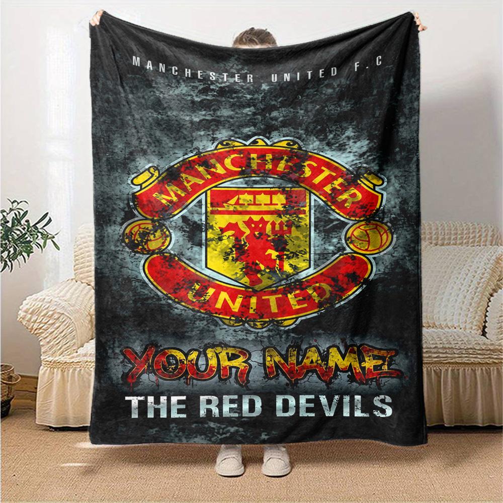 Manchester Personalized Text Blanket Cozy Personalized Blanket Comfortable Throw For Home Decor Sofa Couch Bed Four Seasons Universal