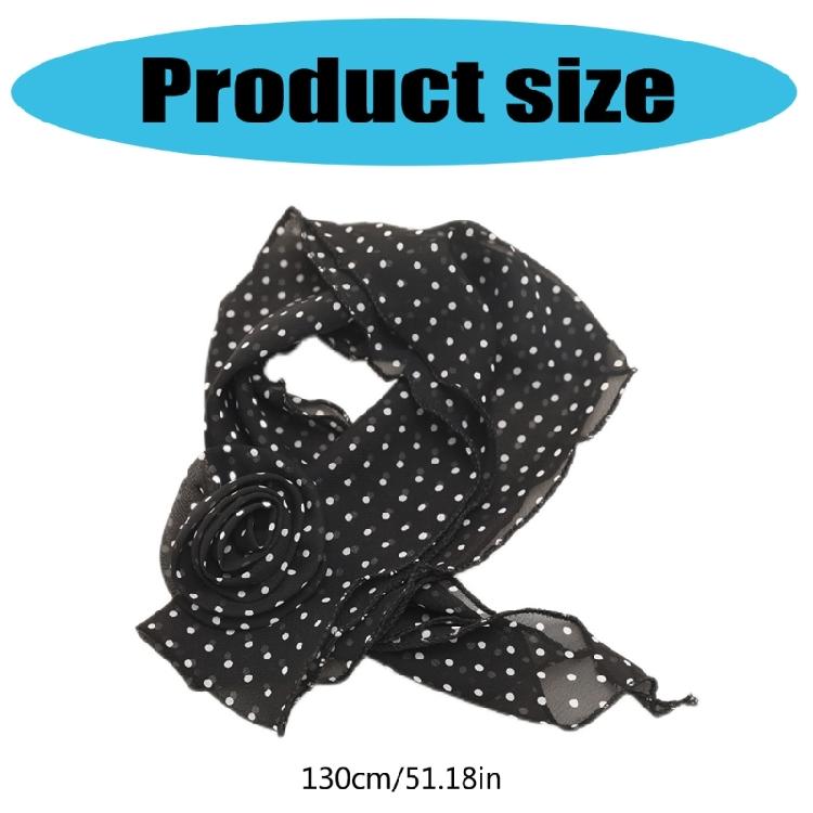 Fashionable Neck Scarf Lightweight Long Muffler with Elegant Round Dot and Rose Pattern Trendy Women's Accessory