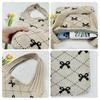 [Qicarkey] fashion bowknot pattern crochet tote bag aesthetic bag summer beach/travel bag large capacity Y2K fairy grunge ladies Hobo bag (Khaki with