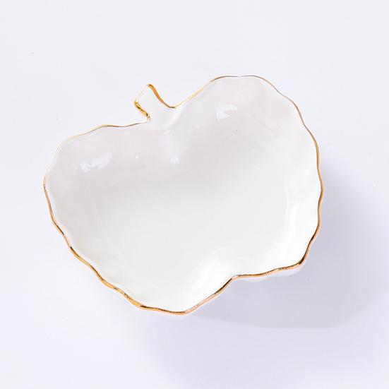 Ceramic Jewelry Dish for Women Small Fruit Shaped Trinket Tray with Ruffle Trim Desktop