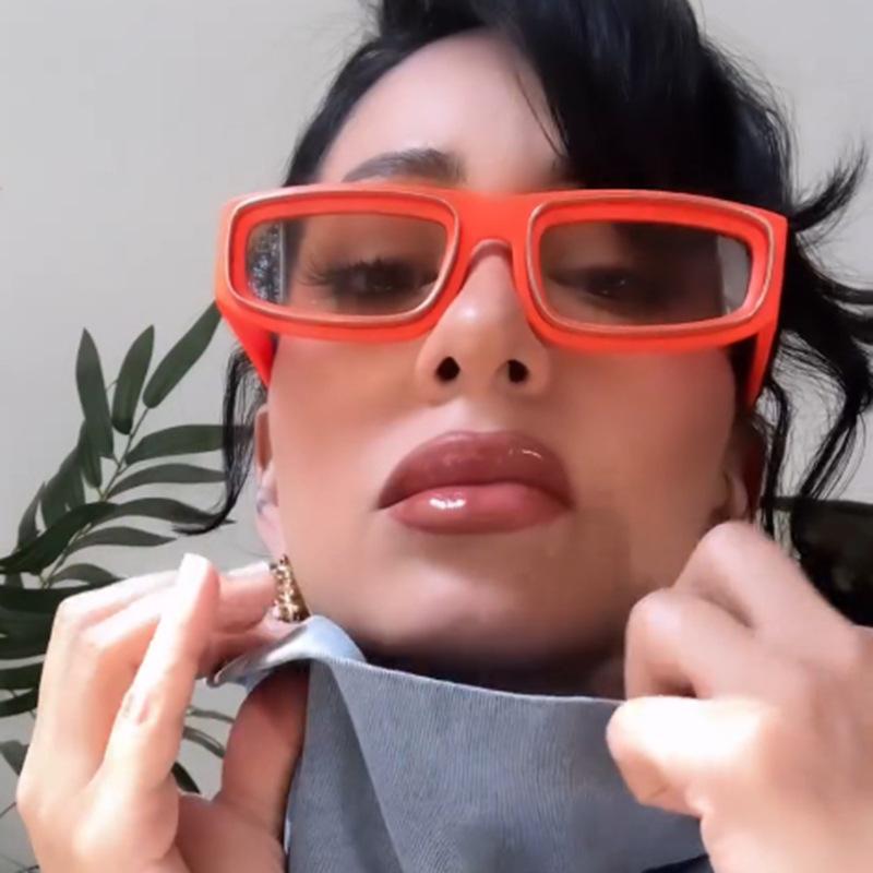 New Retro Narrow Frame Rectangular Women Sunglasses Personality Brand Leopard Camouflage Design Outdoor Men Glasses Uv400