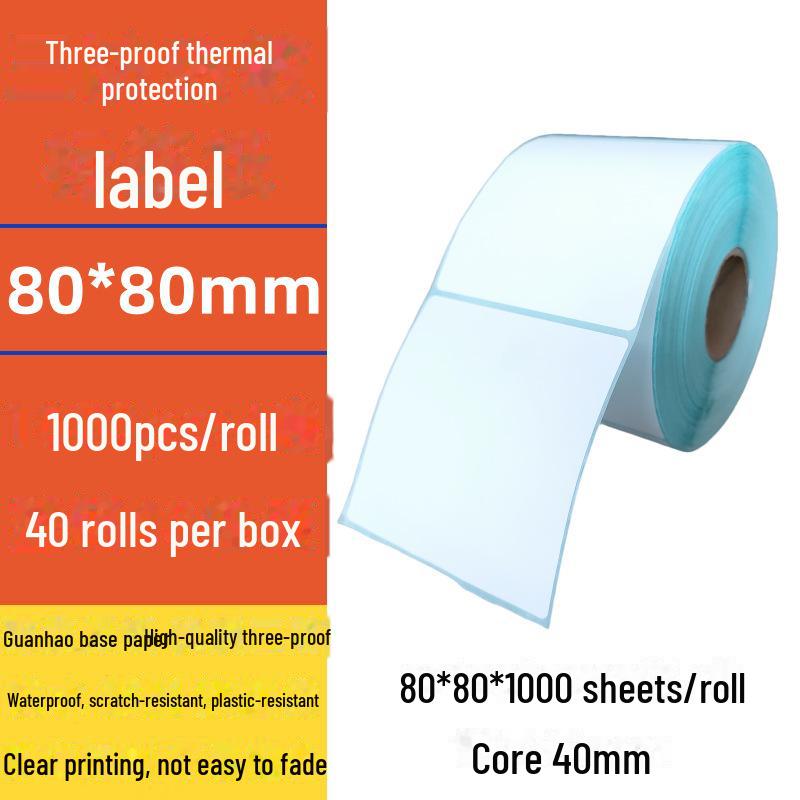 Spot Three-Proof Self-Adhesive Thermal Label Paper for Barcode Printing (100x100mm)