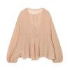 1116 Summer European and American Women's Clothing V-neck Lace-up Lantern Sleeves Ruffle Edge Chiffon Shirt Women's Gentle and Thin Versatile Top