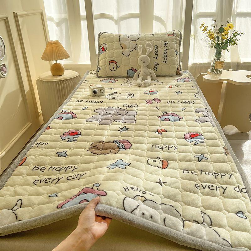 Fleece-lined and Thickened Milk Fleece Mattress, Mattress Pad, Quilt, and Soft Mattress Base